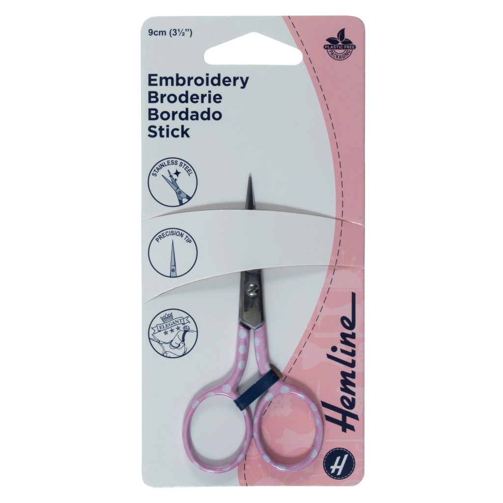 Hemline 9cm Scissors Pink/Polka Dot