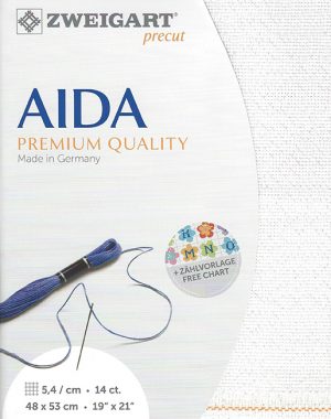 Zweigart 14 Count White Aida Pearl/Opal Flecked