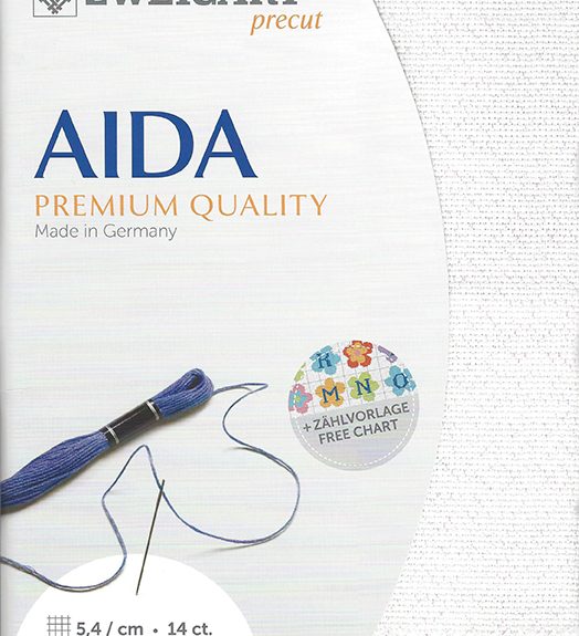 Zweigart 14 Count White Aida Pearl/Opal Flecked