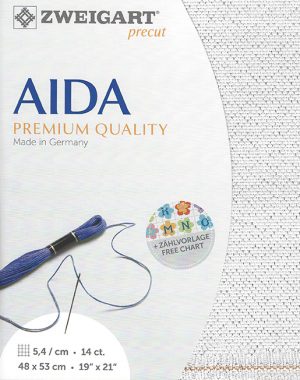 Zweigart 14 Count White Aida Silver Flecked