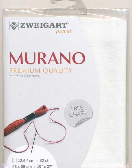 Zweigart 32 count Murano Evenweave White