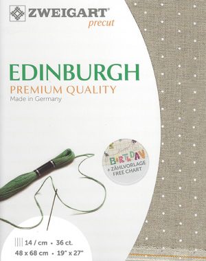 Zweigart 36 Count Edinburgh Linen Natural with White dots
