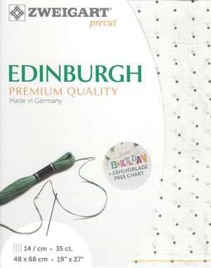 Zweigart 36 Count Edinburgh Linen White with Grey Dots