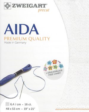 Zweigart 16 Count White Aida Pearl/Opal Flecked