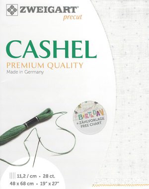 Zweigart Cashel 28 Count Linen White with Blue mini dots