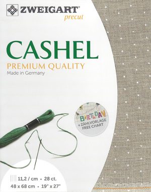 Zweigart Cashel 28 Count Linen - Natural with White mini dots