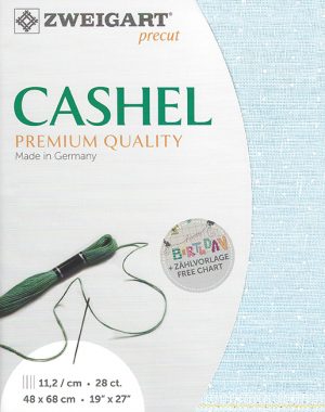 Zweigart Cashel 28 Count Linen Blue with White Dots