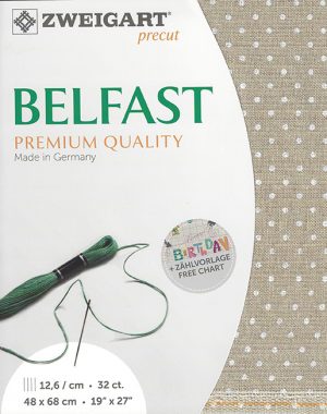 Zweigart 32 Count Belfast Natural with White Dots