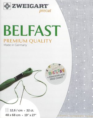 Zweigart 32 Count Belfast Linen Grey with White mini dots