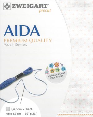 Zweigart 14 Count Aida White with Pink Dots