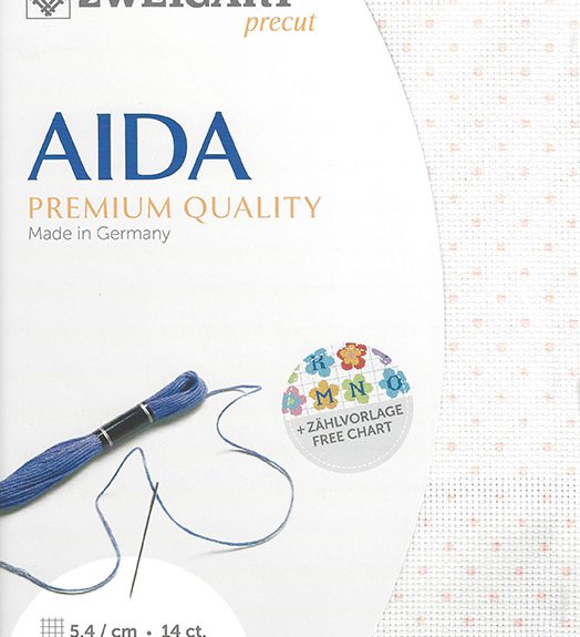 Zweigart 14 Count Aida White with Pink Dots