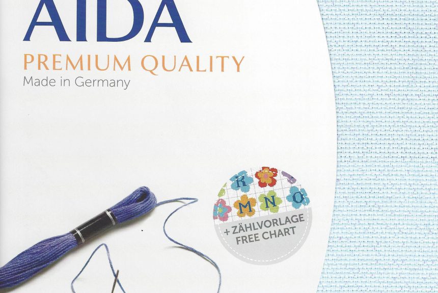 Zweigart 14 Count Blue Aida Pearl/Opal Flecked