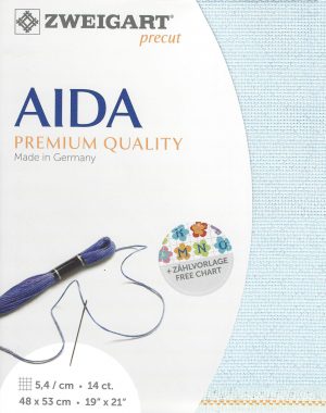 Zweigart 14 Count Blue Aida Pearl/Opal Flecked