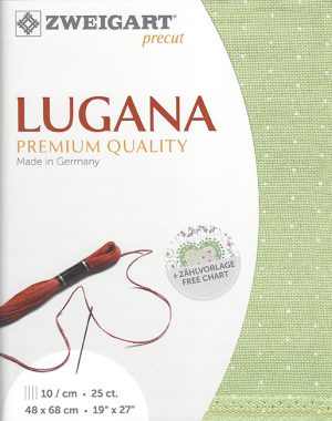 Zweigart 25 Count Lugana Evenweave Green with White dots