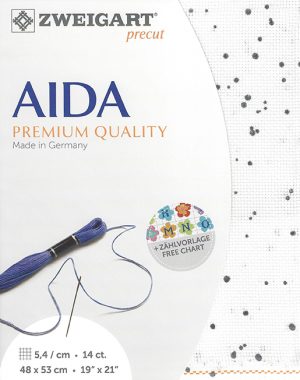Zweigart 14 Count Aida White/Grey Splash
