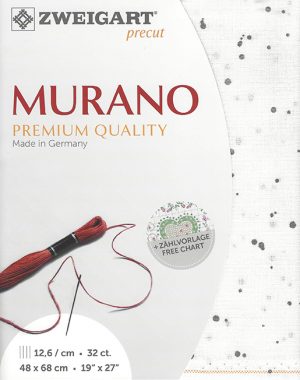 Zweigart 32 count Murano Evenweave White/grey Splash