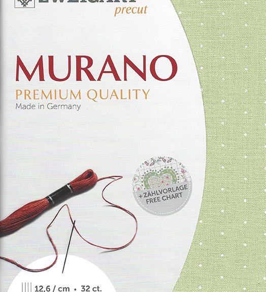 Zweigart 32 count Murano Evenweave Green with White dots