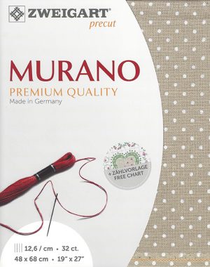 Zweigart 32 count Murano Evenweave Natural with White Dots