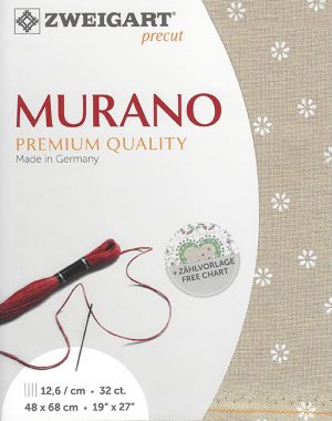 Zweigart 32 count Murano Evenweave Natural with White Flowers