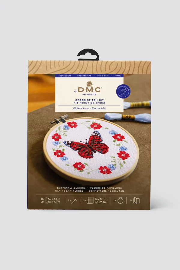 DMC Butterfly Blooms by Jo Aston Intermediate Cross Stitch Kit - Image 2