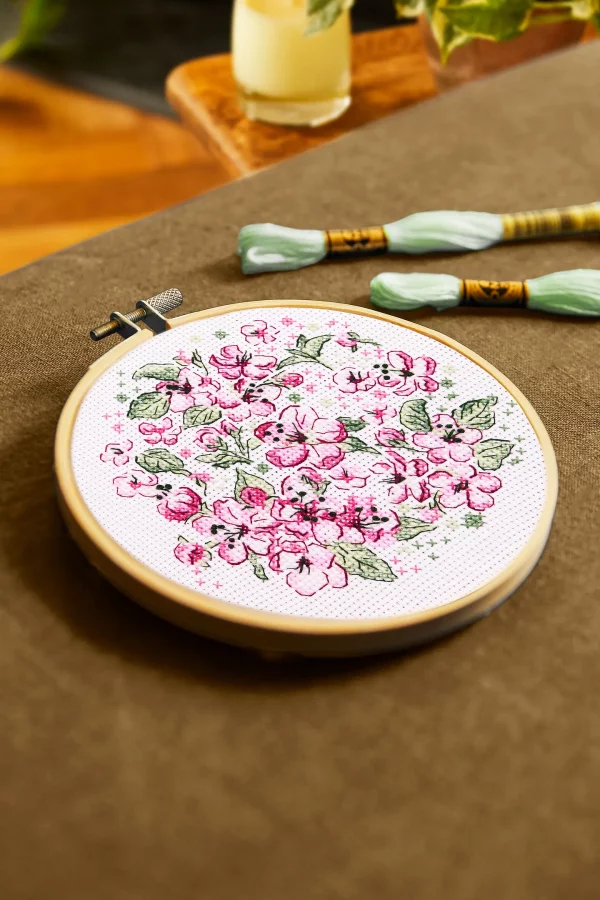 DMC Cherry Blossom by Anna Matvieieva Intermediate Cross Stitch Kit - Image 4