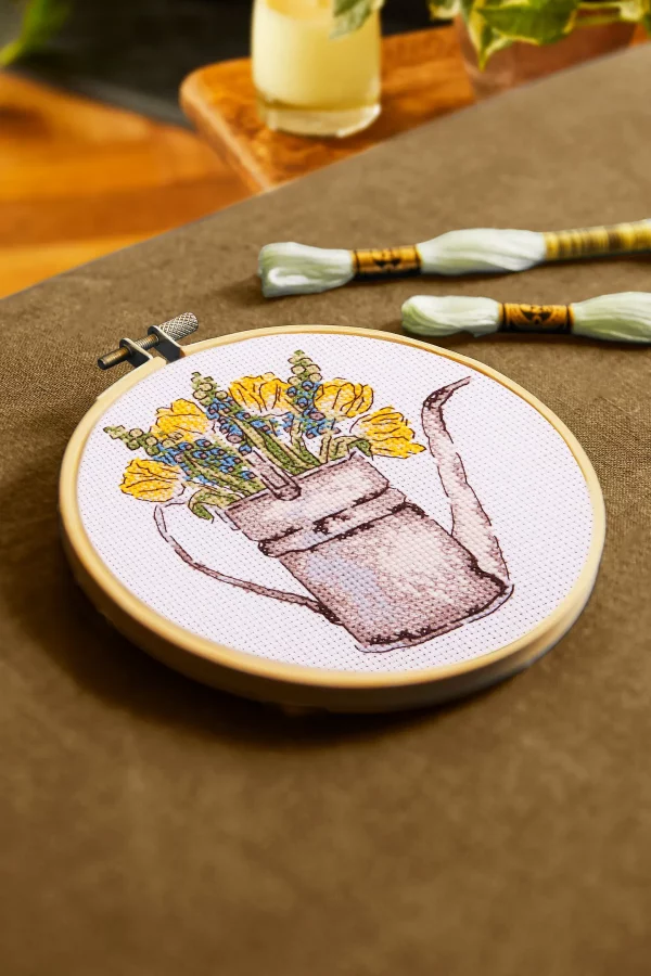 DMC Sunshine Flowers Watering Can by Anna Matvieieva Intermediate Cross Stitch Kit - Image 4