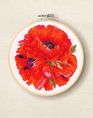 DMC Scarlet Poppies by Aksinya Nizhnik Intermediate Cross Stitch Kit