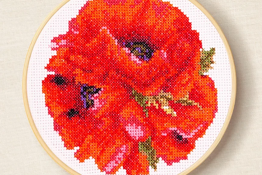 DMC Scarlet Poppies by Aksinya Nizhnik Cross Stitch Kit