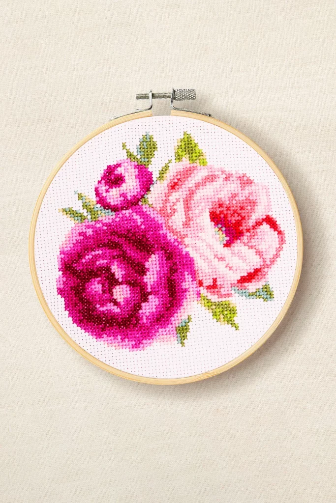 DMC Pink Peonies by Aksinya Nizhnik Cross Stitch Kit