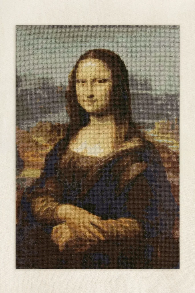 DMC Mona Lisa by Leonardo da Vinci, Le Louvre, Cross Stitch Kit