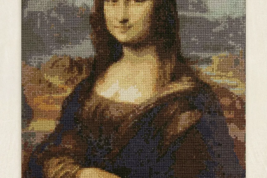 DMC Mona Lisa by Leonardo da Vinci, Le Louvre, Cross Stitch Kit