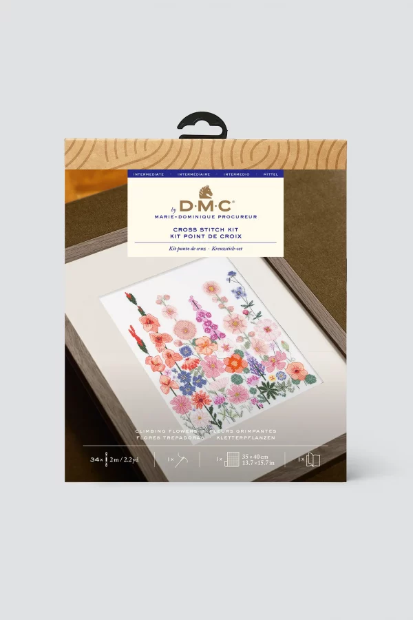 DMC Climbing Flowers by Marie-Dominique Procureur Intermediate Cross Stitch Kit ​ - Image 2