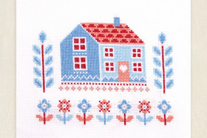 DMC Folk Cottage by Jo Aston Cross Stitch Kit
