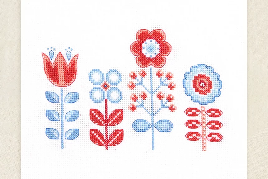 DMC Folk Flowers by Jo Aston Cross Stitch Kit