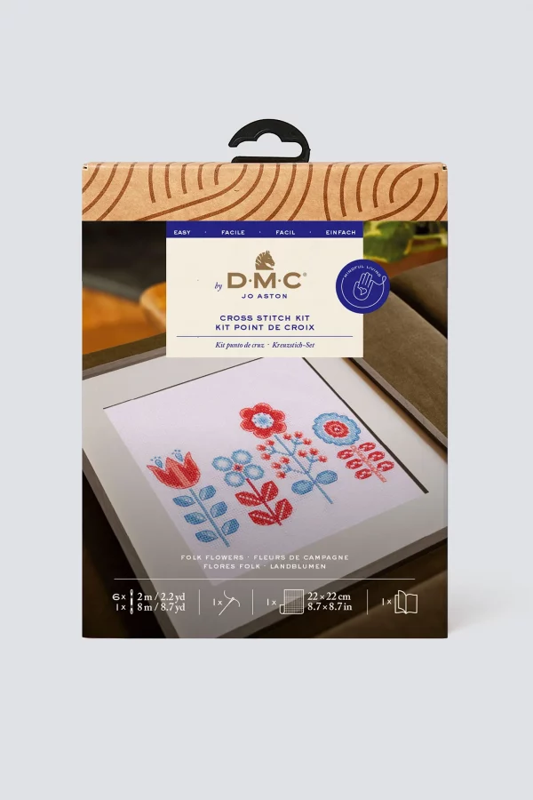 DMC Folk Flowers by Jo Aston Easy Cross Stitch Kit - Image 2