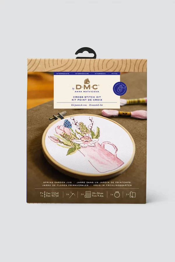 DMC Spring Garden Jug by Anna Matvieieva Intermediate Cross Stitch Kit - Image 2
