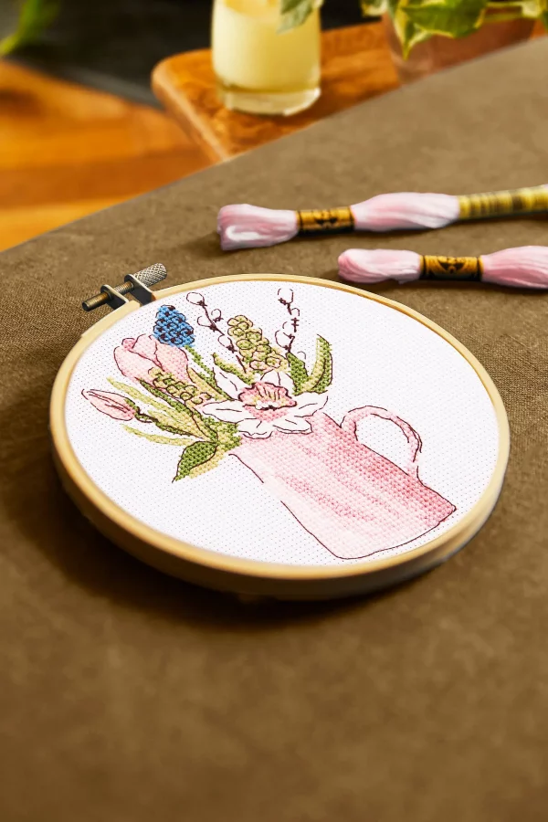 DMC Spring Garden Jug by Anna Matvieieva Intermediate Cross Stitch Kit - Image 4