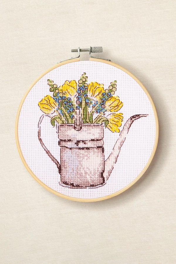 DMC Sunshine Flowers Watering Can by Anna Matvieieva Intermediate Cross Stitch Kit