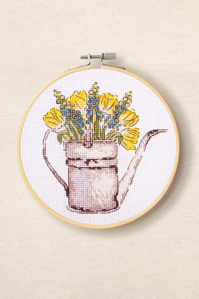 DMC Sunshine Flowers Watering Can by Anna Matvieieva Cross Stitch Kit