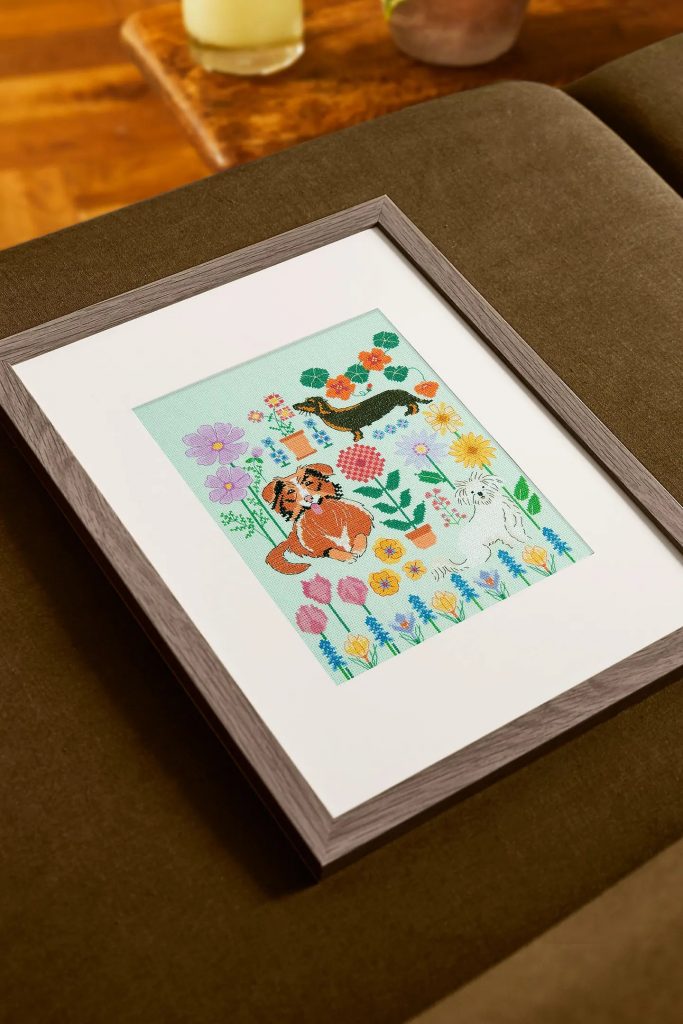 DMC Dogs in the Garden by Marie-Dominique Procureur Cross Stitch Kit ​