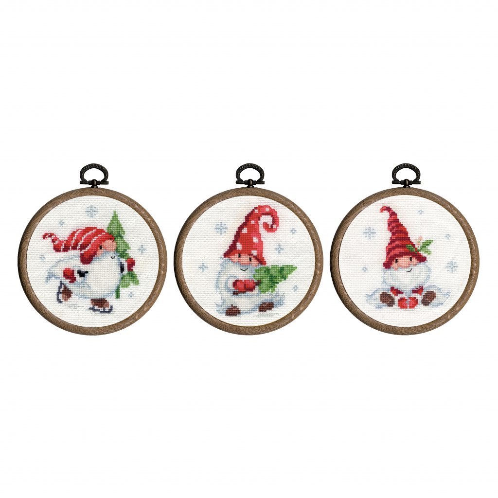 Vervaco Counted Cross Stich Kit: Christmas Gnomes (Miniatures) Set of 3