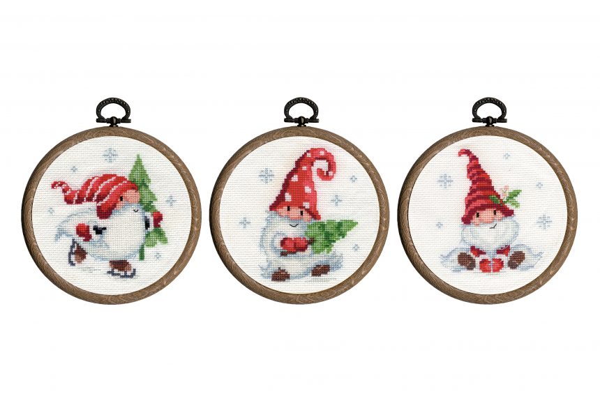 Vervaco Counted Cross Stich Kit: Christmas Gnomes (Miniatures) Set of 3