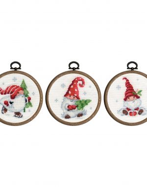 Vervaco Counted Cross Stich Kit: Christmas Gnomes (Miniatures) Set of 3