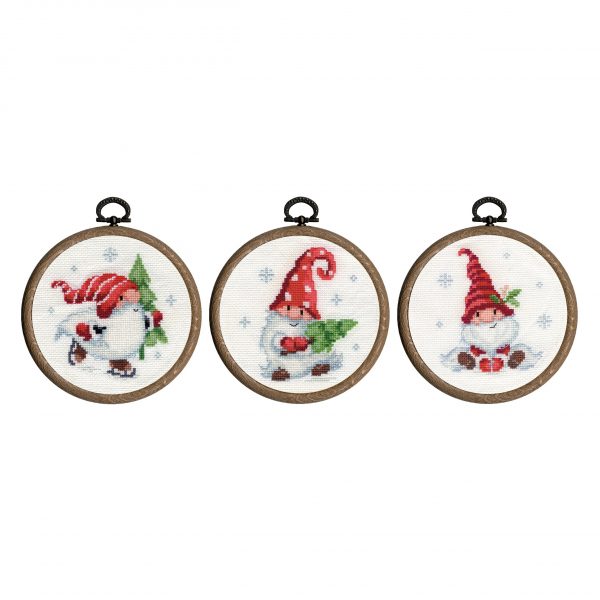 Vervaco Counted Cross Stich Kit: Christmas Gnomes (Miniatures) Set of 3