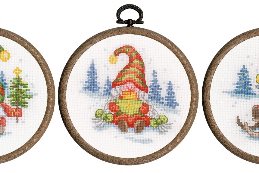 Vervaco Counted Cross Stich Kit: Gnomes (Miniatures) Set of 3