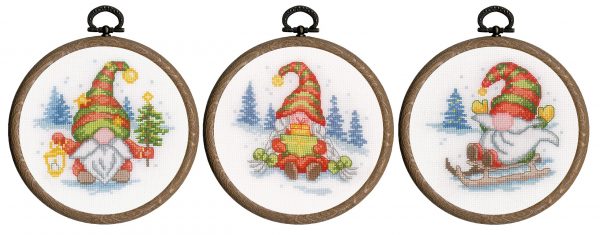 Vervaco Counted Cross Stich Kit: Gnomes (Miniatures) Set of 3