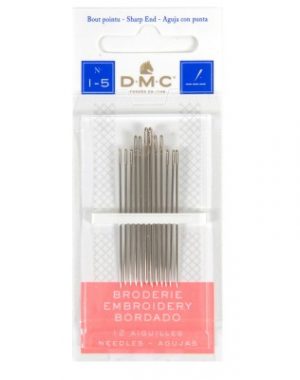 DMC Embroidery Needles, Sizes 1-5 (pack of 12)