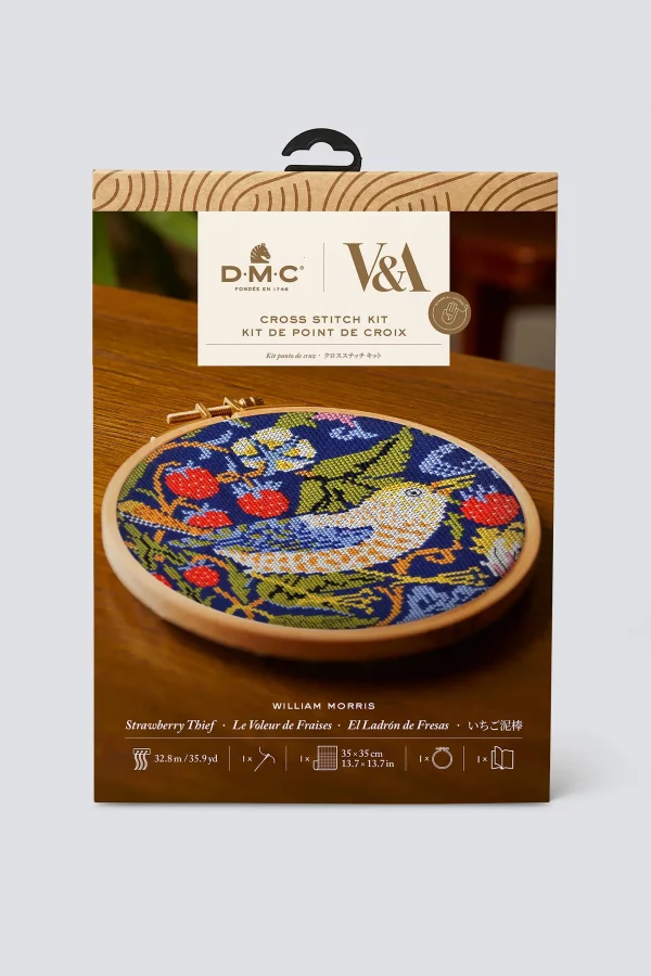 DMC Strawberry Thief by William Morris, V&A Advanced Cross Stitch Kit - Image 3