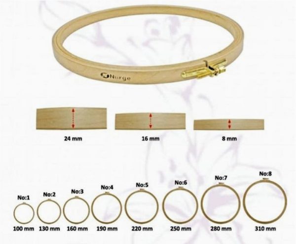 Nurge Beech Embroidery Hoops – Screwed Brass closure 16mm deep/190mm diameter - Image 2
