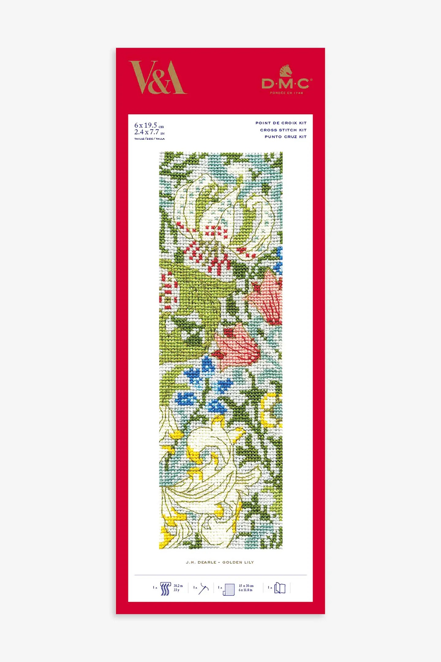 DMC Golden Lily by JH Dearle, The V&A Collection, Bookmark Kit - Image 2